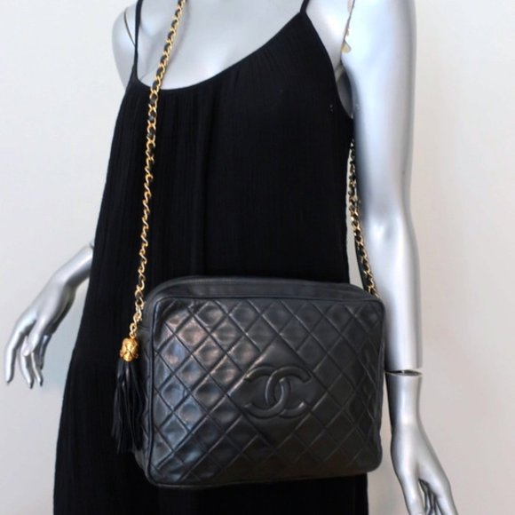 Chanel Handbags - Chanel Vintage CC Camera Bag with Tassel Navy